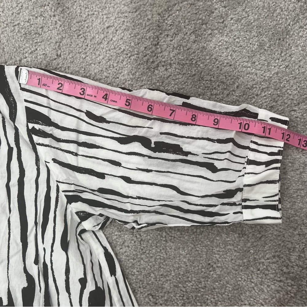 Patrizia Luca Cotton Gathered Front Hi-Lo Top White & Black Women’s Sz M/L NWOT - Picture 10 of 10